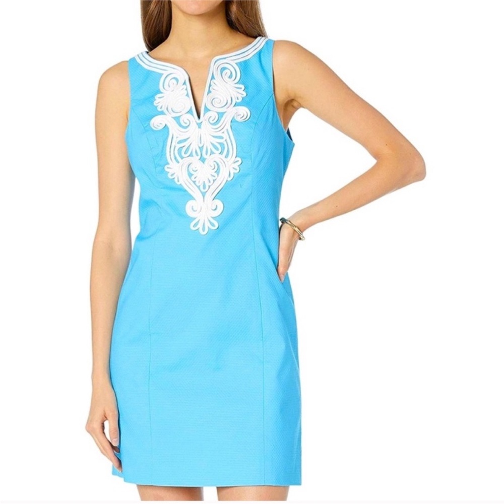 Lilly Pulitzer Gabby Embroidered Shift Dress SIZE 00 bondi blue